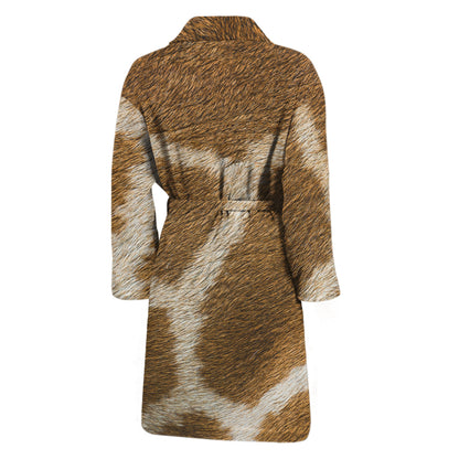 Brown Giraffe Print Men's Bathrobe