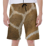 Brown Giraffe Print Men's Beach Shorts