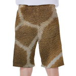 Brown Giraffe Print Men's Beach Shorts