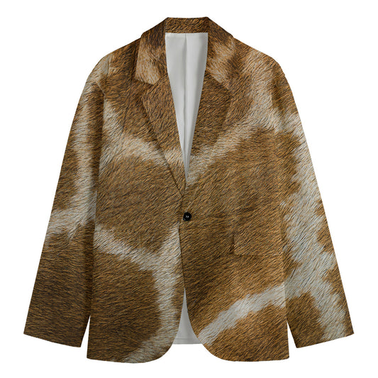 Brown Giraffe Print Men's Blazer