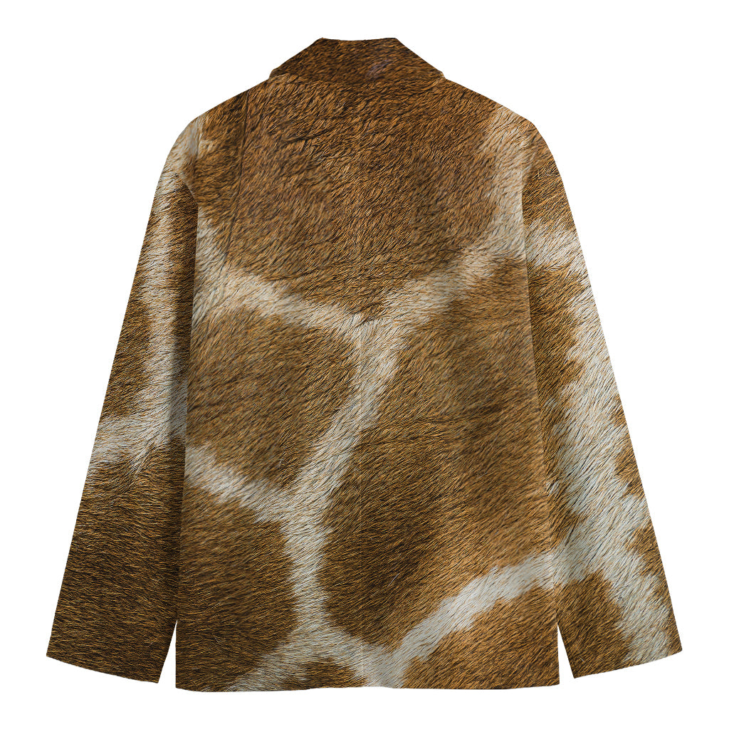 Brown Giraffe Print Men's Blazer