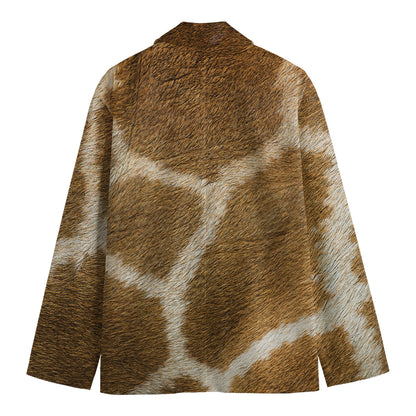 Brown Giraffe Print Men's Blazer