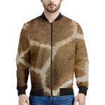 Brown Giraffe Print Men's Bomber Jacket