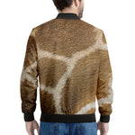 Brown Giraffe Print Men's Bomber Jacket