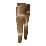 Brown Giraffe Print Men's Compression Pants
