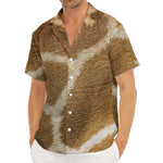 Brown Giraffe Print Men's Deep V-Neck Shirt