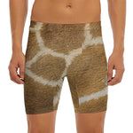 Brown Giraffe Print Men's Long Boxer Briefs