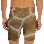 Brown Giraffe Print Men's Long Boxer Briefs