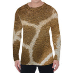 Brown Giraffe Print Men's Long Sleeve T-Shirt