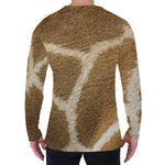 Brown Giraffe Print Men's Long Sleeve T-Shirt