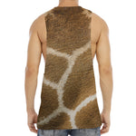 Brown Giraffe Print Men's Muscle Tank Top