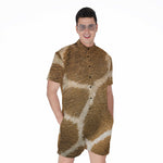 Brown Giraffe Print Men's Rompers