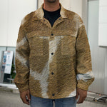 Brown Giraffe Print Men's Shirt Jacket