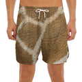 Brown Giraffe Print Men's Split Running Shorts