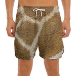 Brown Giraffe Print Men's Split Running Shorts
