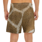 Brown Giraffe Print Men's Split Running Shorts