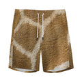 Brown Giraffe Print Men's Athletic Shorts
