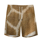 Brown Giraffe Print Men's Sports Shorts