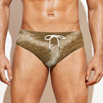 Brown Giraffe Print Men's Swim Briefs