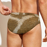 Brown Giraffe Print Men's Swim Briefs