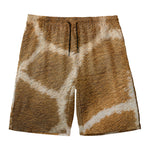 Brown Giraffe Print Men's Swim Trunks