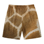Brown Giraffe Print Men's Swim Trunks