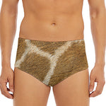Brown Giraffe Print Men's Triangle Swim Briefs