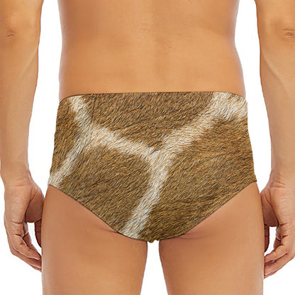 Brown Giraffe Print Men's Triangle Swim Briefs