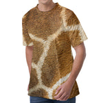 Brown Giraffe Print Men's Velvet T-Shirt