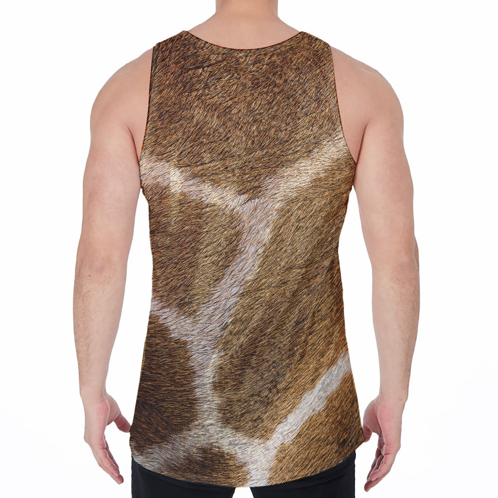 Brown Giraffe Print Men's Velvet Tank Top