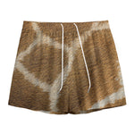 Brown Giraffe Print Mesh Shorts