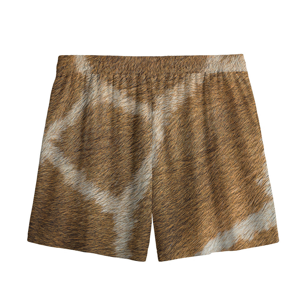 Brown Giraffe Print Mesh Shorts