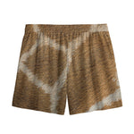 Brown Giraffe Print Mesh Shorts