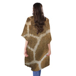 Brown Giraffe Print Open Front Beach Cover Up