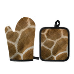 Brown Giraffe Print Oven Mitt And Pot Holder Set