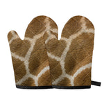 Brown Giraffe Print Oven Mitts