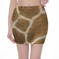 Brown Giraffe Print Pencil Mini Skirt