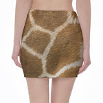 Brown Giraffe Print Pencil Mini Skirt