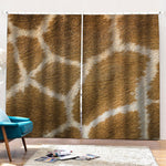 Brown Giraffe Print Pencil Pleat Curtains