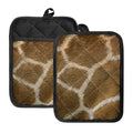 Brown Giraffe Print Pot Holders With Pocket