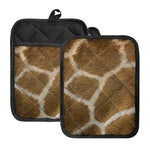 Brown Giraffe Print Pot Holders With Pocket