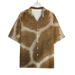 Brown Giraffe Print Rayon Hawaiian Shirt