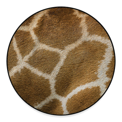 Brown Giraffe Print Round Floor Mat