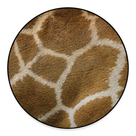 Brown Giraffe Print Round Floor Mat