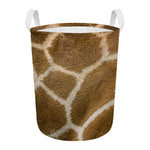 Brown Giraffe Print Round Laundry Basket