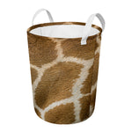 Brown Giraffe Print Round Laundry Basket