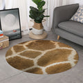 Brown Giraffe Print Round Rug