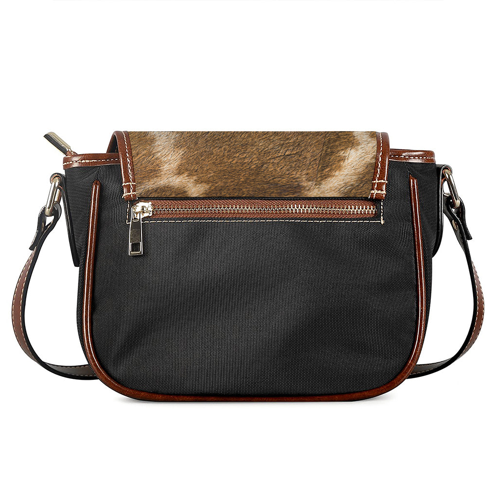 Brown Giraffe Print Saddle Bag