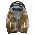 Brown Giraffe Print Sherpa Lined Zip Up Hoodie