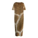 Brown Giraffe Print Short Sleeve Long Nightdress